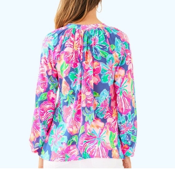 {Lilly Pulitzer} Martinique Floral Tunic Top in Beckon Blue Jungle Utopia - XS - Picture 2 of 11